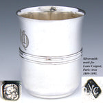 Antique French Sterling Silver Mint Julep, Wine Cup, Tumbler or Timbale, "MQ" Monogram, 96gm