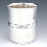 Antique French Sterling Silver Mint Julep, Wine Cup, Tumbler or Timbale, "MQ" Monogram, 96gm