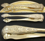 Gorgeous Antique French 18k Gold Vermeil on Sterling Silver 3pc Dessert Setting for One + Sugar Tongs