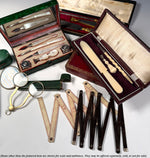 Fine 18th Century French Lather-Turned & Carved Ivory Writing Set in Original Box – Cochin, Rue St. Honoré