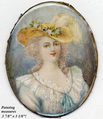 Fine Large Antique 19th C. Portrait Miniature, Signed, Ornate 7" Gilt Frame