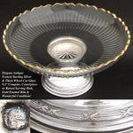 Gorgeous Antique French Sterling Silver & Cut Glass 9.5" Tazza, Compote or Centerpiece, c. 1897