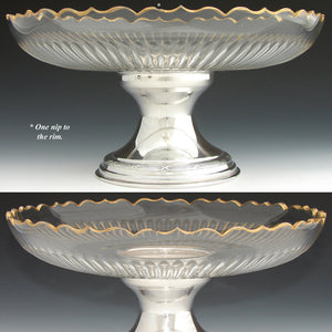 Gorgeous Antique French Sterling Silver & Cut Glass 9.5" Tazza, Compote or Centerpiece, c. 1897