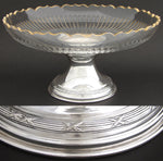 Gorgeous Antique French Sterling Silver & Cut Glass 9.5" Tazza, Compote or Centerpiece, c. 1897