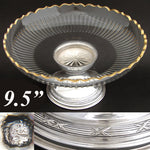 Gorgeous Antique French Sterling Silver & Cut Glass 9.5" Tazza, Compote or Centerpiece, c. 1897