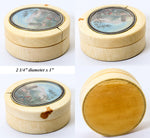 Antique Snuff Box or Patch Box with HP Painting as Cartouche, Framed in Lid