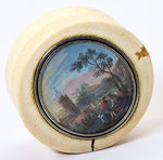Antique Snuff Box or Patch Box with HP Painting as Cartouche, Framed in Lid