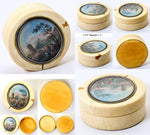Antique Snuff Box or Patch Box with HP Painting as Cartouche, Framed in Lid