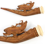 Antique Carved Black Forest & Meerschaum Pipe in Case, Etui - Elk, Stag, Antlers