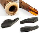 Antique Carved Black Forest & Meerschaum Pipe in Case, Etui - Elk, Stag, Antlers