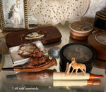 Antique Carved Black Forest & Meerschaum Pipe in Case, Etui - Elk, Stag, Antlers