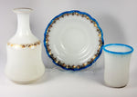 Antique French Opaline Glass Bonne Nuit, Night Water Decanter, Saucer & Cup