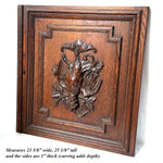 Antique Victorian 25" Carved Architectural Furniture Door, Panel: Hunt Theme Game Bird Figure
