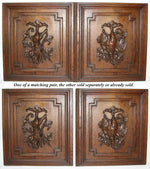 Antique Victorian 25" Carved Architectural Furniture Door, Panel: Hunt Theme Game Bird Figure