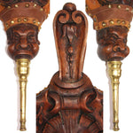 Rare Antique Victorian Era Carved 21.75" Fireplace Bellows, Highly Ornate with North Wind Figure