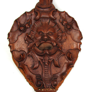 Rare Antique Victorian Era Carved 21.75" Fireplace Bellows, Highly Ornate with North Wind Figure
