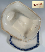 RARE Antique 19th Century English Flow Blue Cheese Dome and Platter, Bone or Stone China