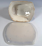 RARE Antique 19th Century English Flow Blue Cheese Dome and Platter, Bone or Stone China
