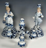 Antique Porcelain Figural Candelabra Pair 12.5" Tall, 1 5-Branch Candelabrum Set Meissen or Samson Marks