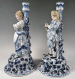 Antique Porcelain Figural Candelabra Pair 12.5" Tall, 1 5-Branch Candelabrum Set Meissen or Samson Marks