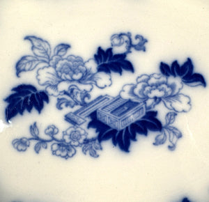 Superb Large Antique Victorian Era English Blue White Platter, Transferware Stoneware by Cauldon