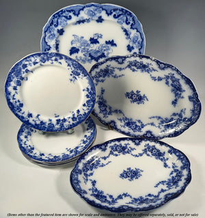 Superb Large Antique Victorian Era English Blue White Platter, Transferware Stoneware by Cauldon