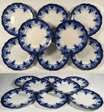 Fine Antique English Flow Blue Transferware Plates, Set of 8 Myott Sons & Co., "Monarch" Pattern