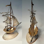 Superb 19th Century Antique French Napoleon III Era Mother of Pearl Sailboat Boat Watch Stand, Desk Stand