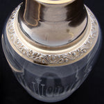 Antique French 18k Gold on Sterling Silver Vermeil Bonne Nuit Decanter Set, Flask & Tray