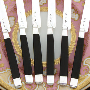 Antique French 1819-1838 .800 (nearly sterling) Silver 6pc Entremet, Luncheon or Fruit Knife Set