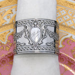 Antique French Sterling Silver Napkin Ring, Empire Style Floral Garland, "Berthe" Inscription