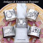 Lovely Antique French Art Nouveau Sterling Silver Napkin Ring, Sinuous Floral Decoration, "Laure"