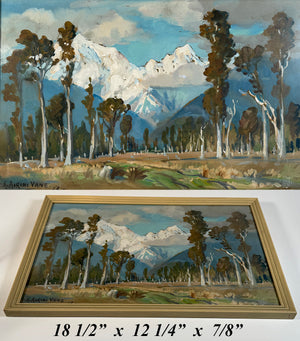 Listed Artist Signed Oil Painting of New Zealand by K. Airini Vane, Exhibited Academy of Paris, etc.