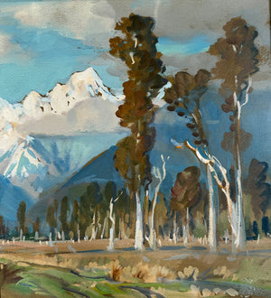 Listed Artist Signed Oil Painting of New Zealand by K. Airini Vane, Exhibited Academy of Paris, etc.