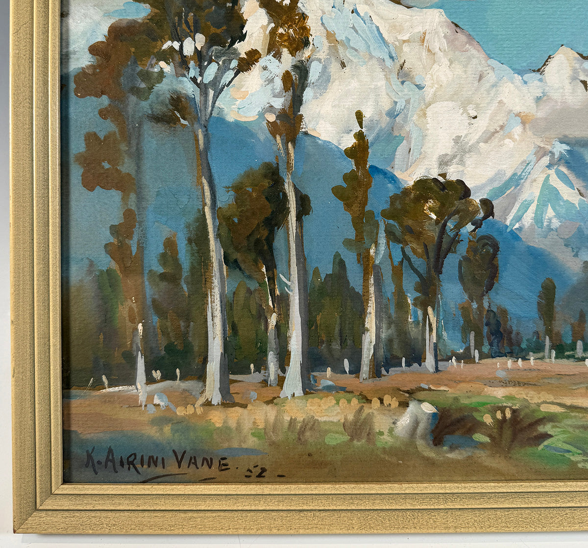 Listed Artist Signed Oil Painting of New Zealand by K. Airini Vane, Exhibited Academy of Paris, etc.