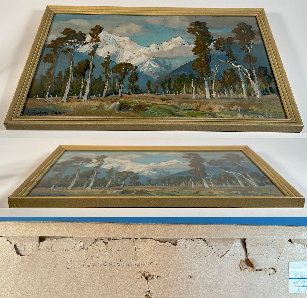 Listed Artist Signed Oil Painting of New Zealand by K. Airini Vane, Exhibited Academy of Paris, etc.