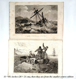 Pair of French Romantic Maritime Engravings – Naufrage de la Caravane & Le Matelot et les Requins, Octavo Edition, c. 1830–1845