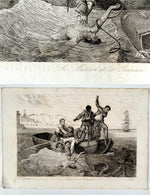 Pair of French Romantic Maritime Engravings – Naufrage de la Caravane & Le Matelot et les Requins, Octavo Edition, c. 1830–1845