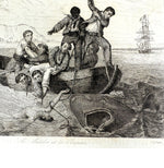 Pair of French Romantic Maritime Engravings – Naufrage de la Caravane & Le Matelot et les Requins, Octavo Edition, c. 1830–1845