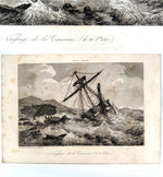 Pair of French Romantic Maritime Engravings – Naufrage de la Caravane & Le Matelot et les Requins, Octavo Edition, c. 1830–1845