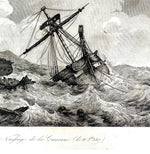 Pair of French Romantic Maritime Engravings – Naufrage de la Caravane & Le Matelot et les Requins, Octavo Edition, c. 1830–1845