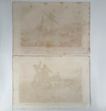 Pair of French Romantic Maritime Engravings – Naufrage de la Caravane & Le Matelot et les Requins, Octavo Edition, c. 1830–1845