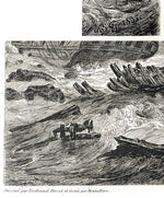Pair of French Romantic Maritime Engravings – Naufrage de la Caravane & Le Matelot et les Requins, Octavo Edition, c. 1830–1845