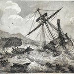 Pair of French Romantic Maritime Engravings – Naufrage de la Caravane & Le Matelot et les Requins, Octavo Edition, c. 1830–1845