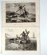 Pair of French Romantic Maritime Engravings – Naufrage de la Caravane & Le Matelot et les Requins, Octavo Edition, c. 1830–1845