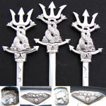 Antique French Sterling Silver 8.5" 3pc Skewer or Hatelet Set, Maritime with Anchor, Figures & Trident