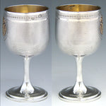 Antique French Sterling Silver 1oz Liqueur Cordial, Goblet with 18k Gold Vermeil Armorial Style Crest