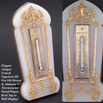 Antique Louis XVI or Empire Style Desktop Thermometer Stand, Gilt Bronze & White Alabaster