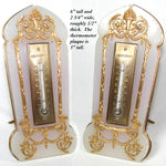 Antique Louis XVI or Empire Style Desktop Thermometer Stand, Gilt Bronze & White Alabaster