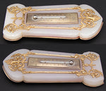 Antique Louis XVI or Empire Style Desktop Thermometer Stand, Gilt Bronze & White Alabaster